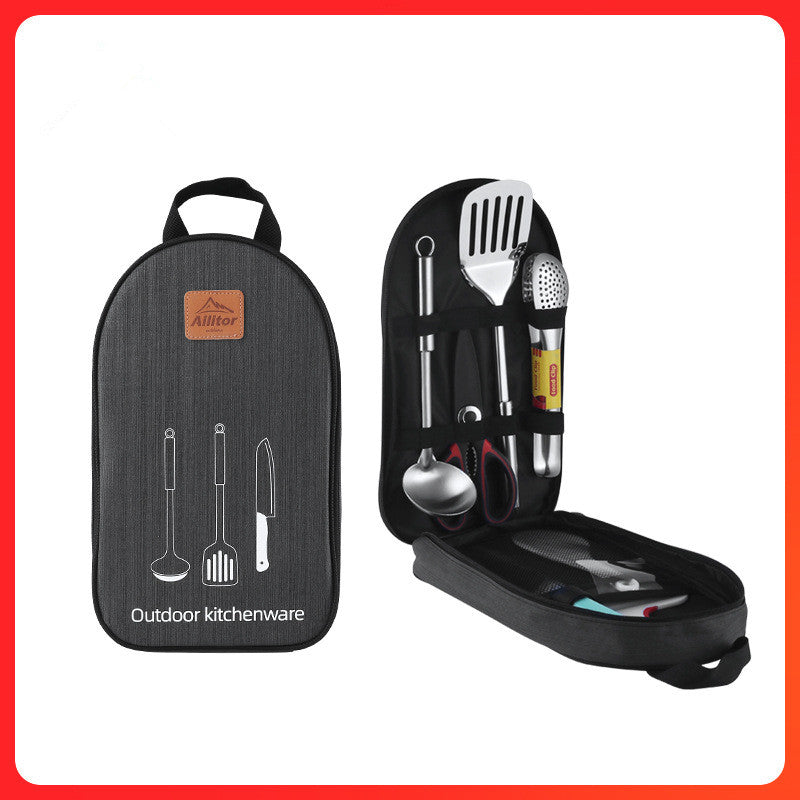 "Outdoor BBQ Picnic Storage Bag with Cooking Set"