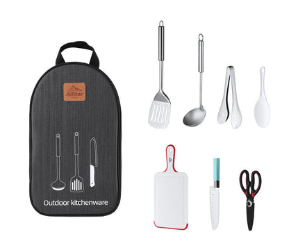 "Outdoor BBQ Picnic Storage Bag with Cooking Set"