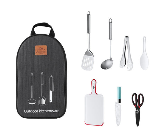 "Outdoor BBQ Picnic Storage Bag with Cooking Set"