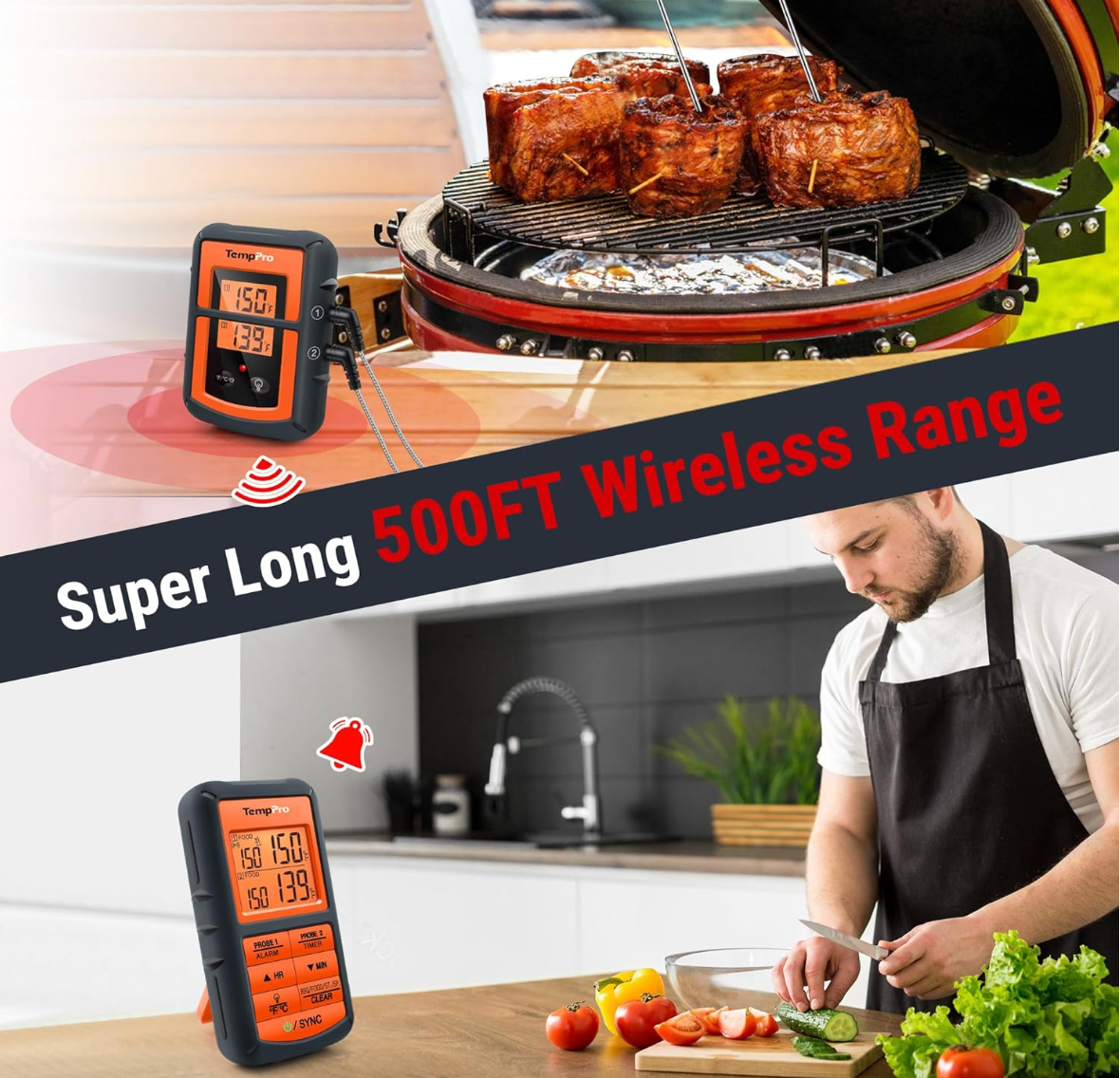"ThermoPro Wireless Meat Thermometer — 500FT Range"